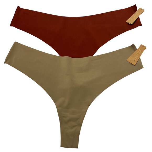 SKIMS Naked Dipped Thong Lot of 2 Desert + Saffron 2X - Picture 1 of 12